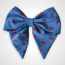 Load image into Gallery viewer, Ladybug Denim Sailors Bow