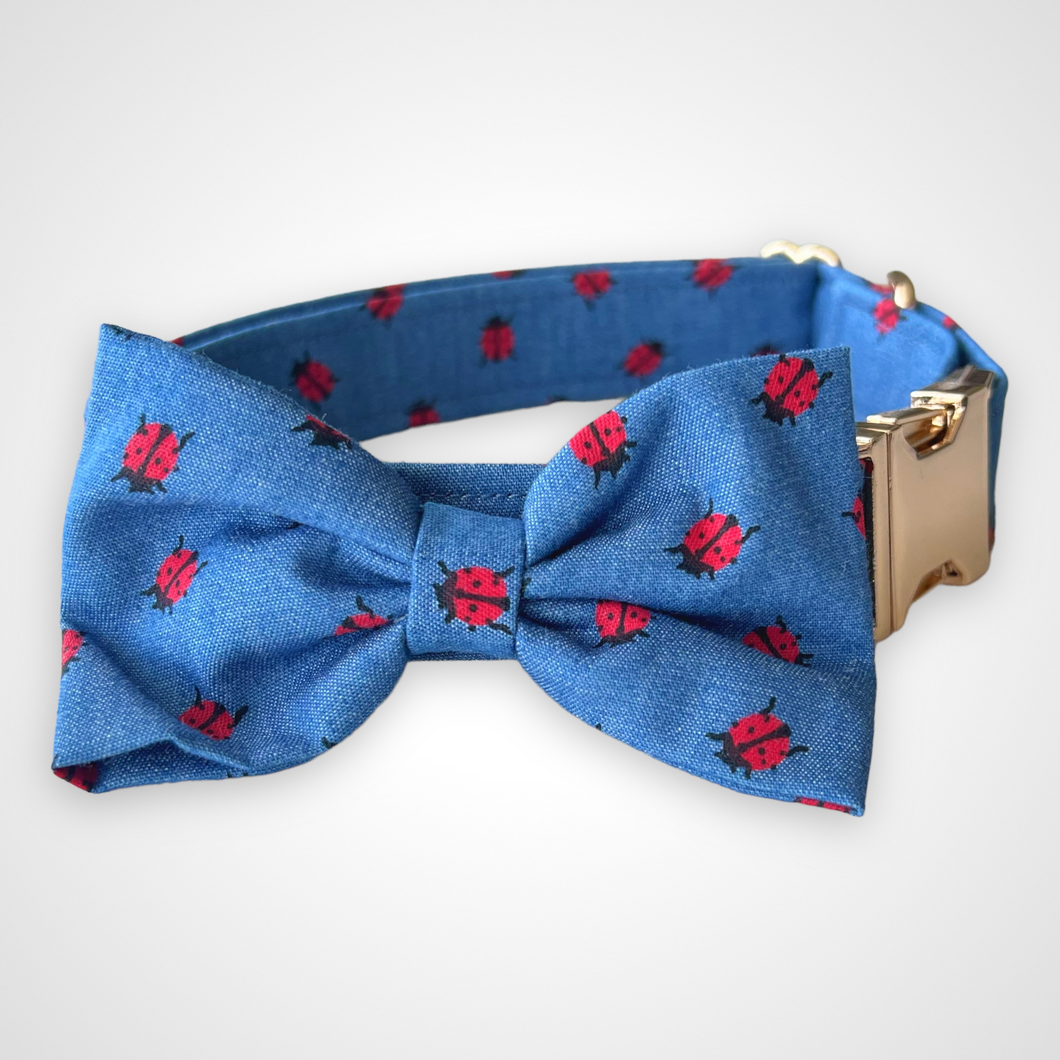 Ladybug Denim Bow Tie