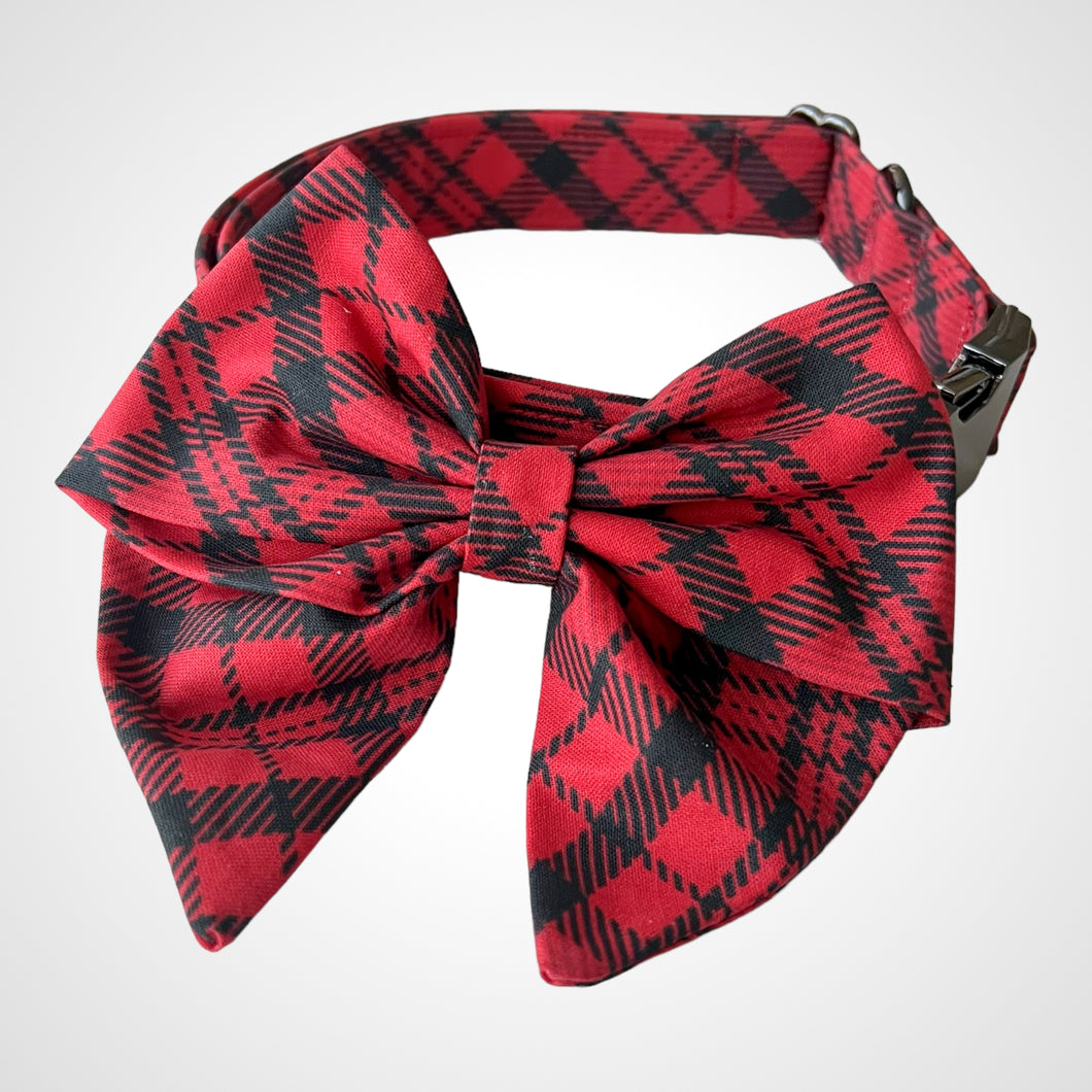 Red Plaid Sailors Bow
