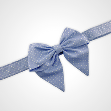 Load image into Gallery viewer, Denim Dot Sailors Bow
