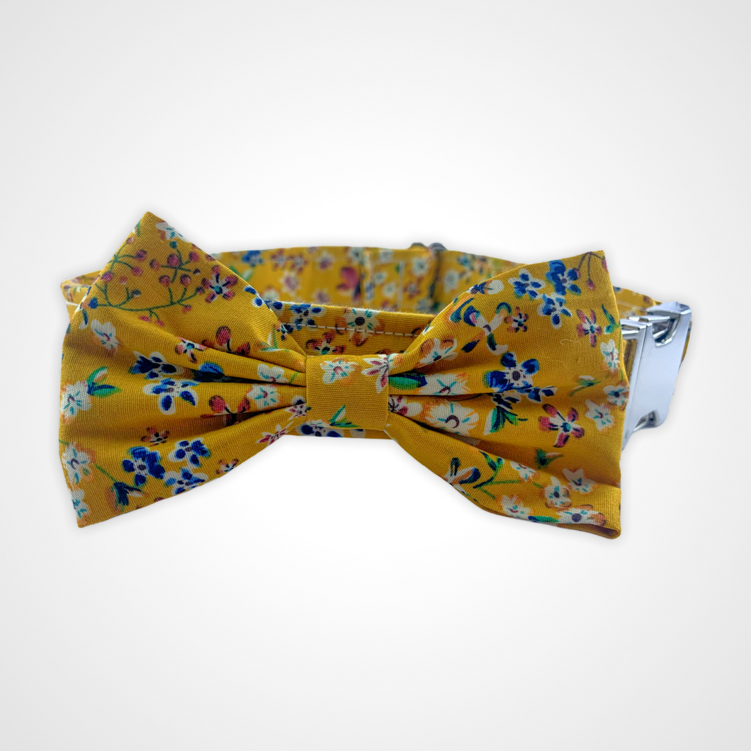Mustard Floral Bow Tie