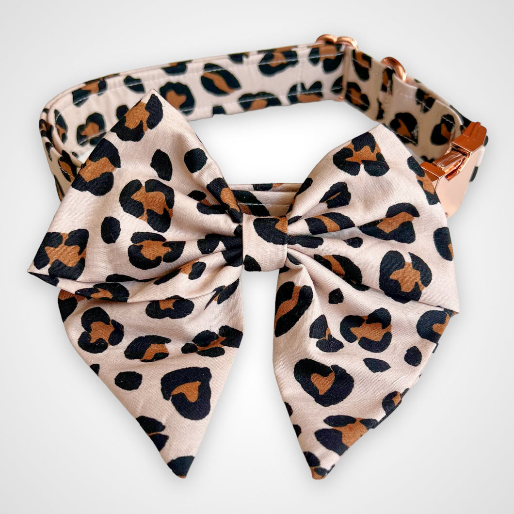 Blush Leopard Sailors Bow